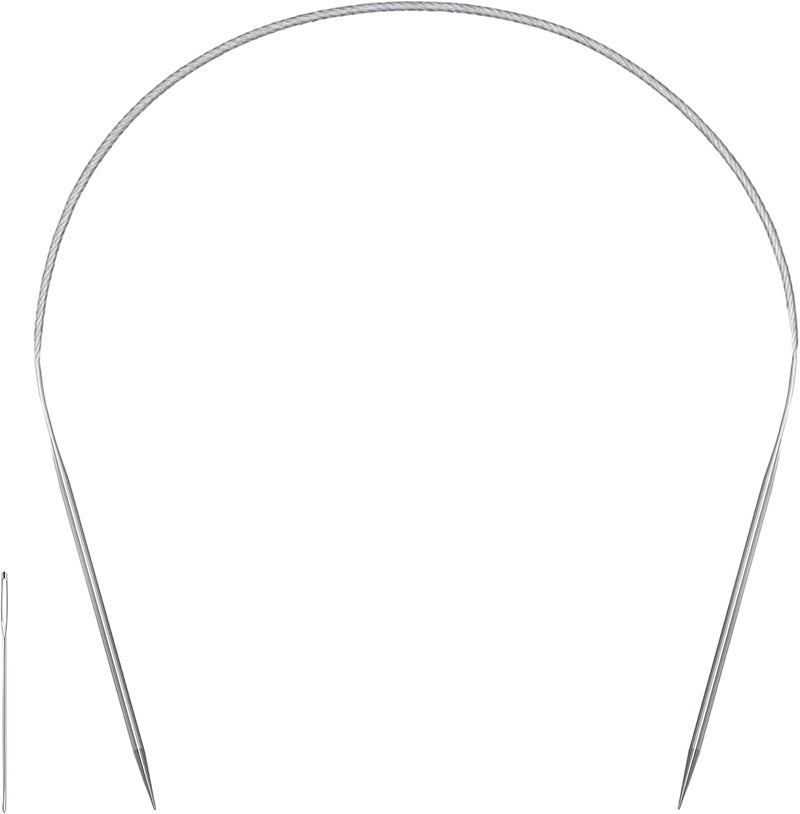 forebile Size 2.5 Stainless Steel Circular Knitting Needles 16 Inch 3.0 mm Set Round Metal (Silver, 16 inch-2.5-(3.0mm)) - Image 1
